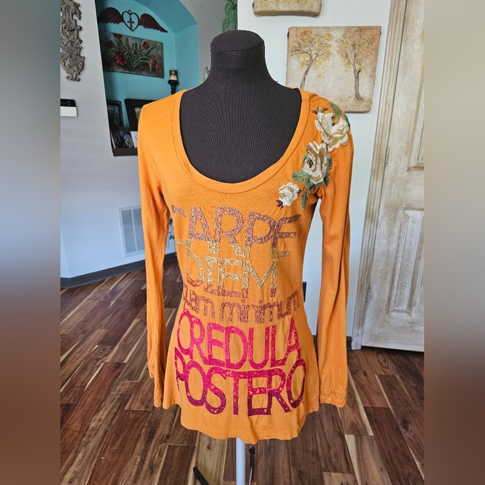 JOHNNY WAS - Embroidered Boho Long Sleeve Carpe Diem Top